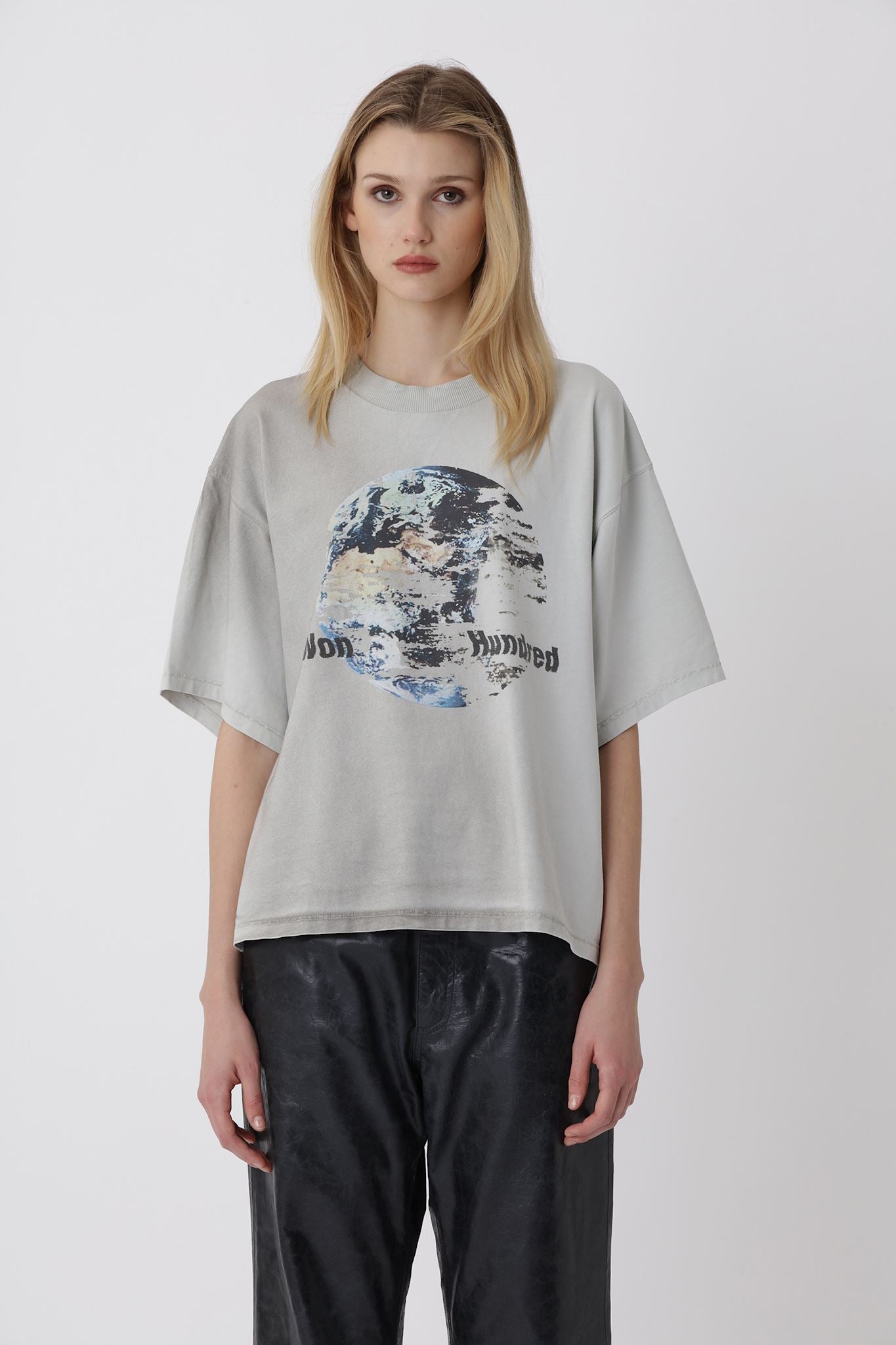 Houston Globe T-shirt W - Washed Gray Violet