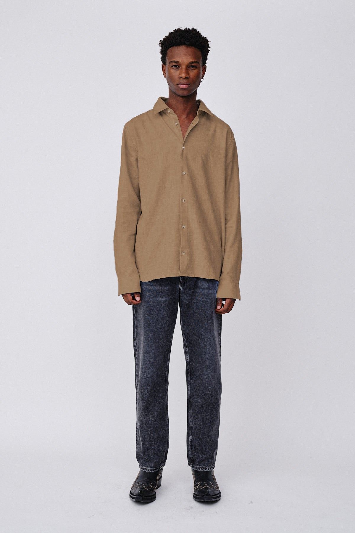 Won Hundred Men Adriel Tencel Shirt Brindle