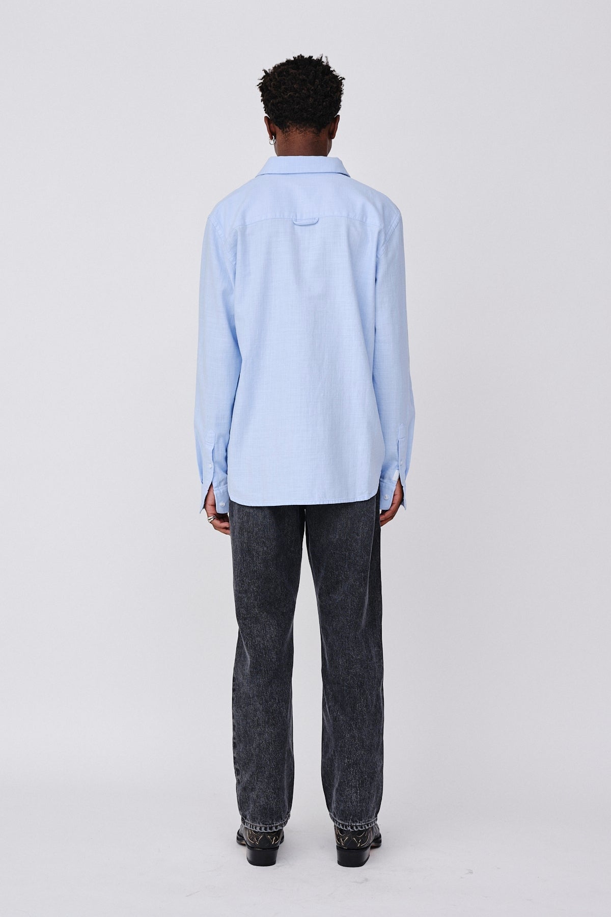 Won Hundred Men Adriel Tencel Shirt Chambrey Blue