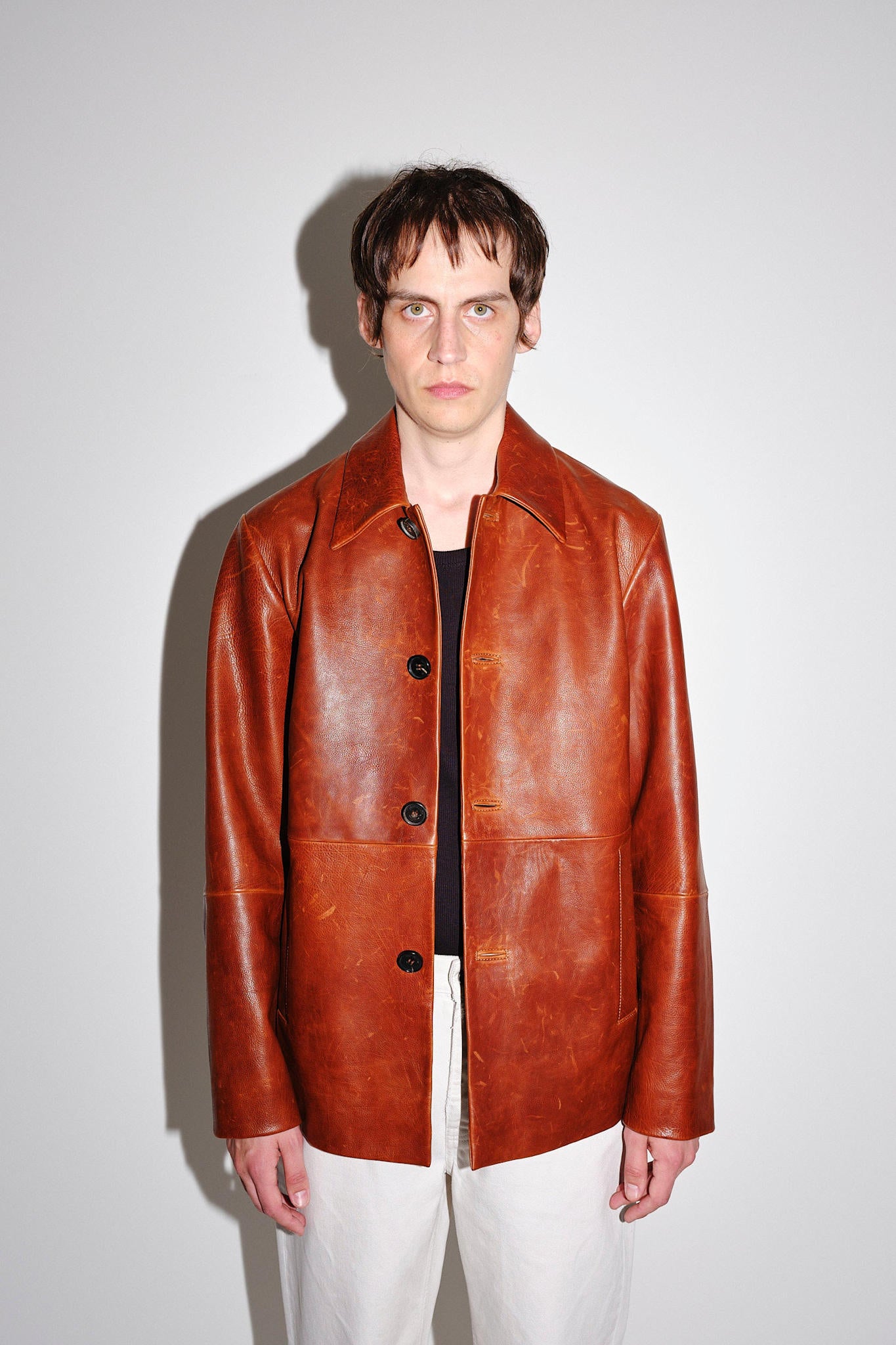 Won Hundred Men Damian Leather Leather Garment Leather Brown