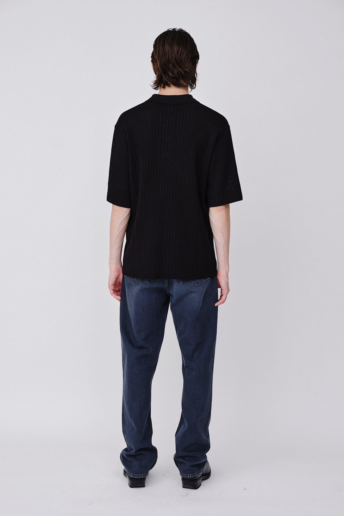 Won Hundred Men Eddie SS Pointelle Knitwear Black