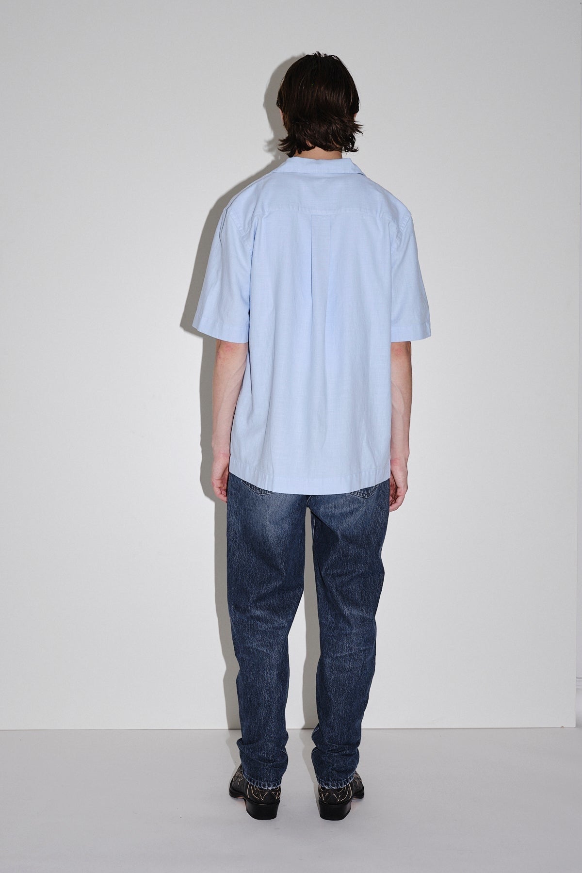 Won Hundred Men Gonzo tencel Shirt Chambrey Blue