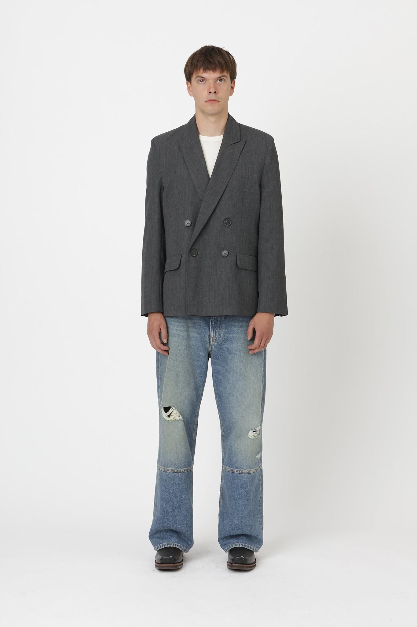 Won Hundred Men Kaison Blazer Anthracite Melange