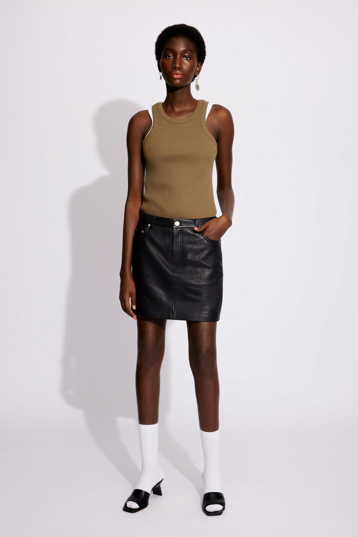 Won Hundred Women Liana leather Skirt Black