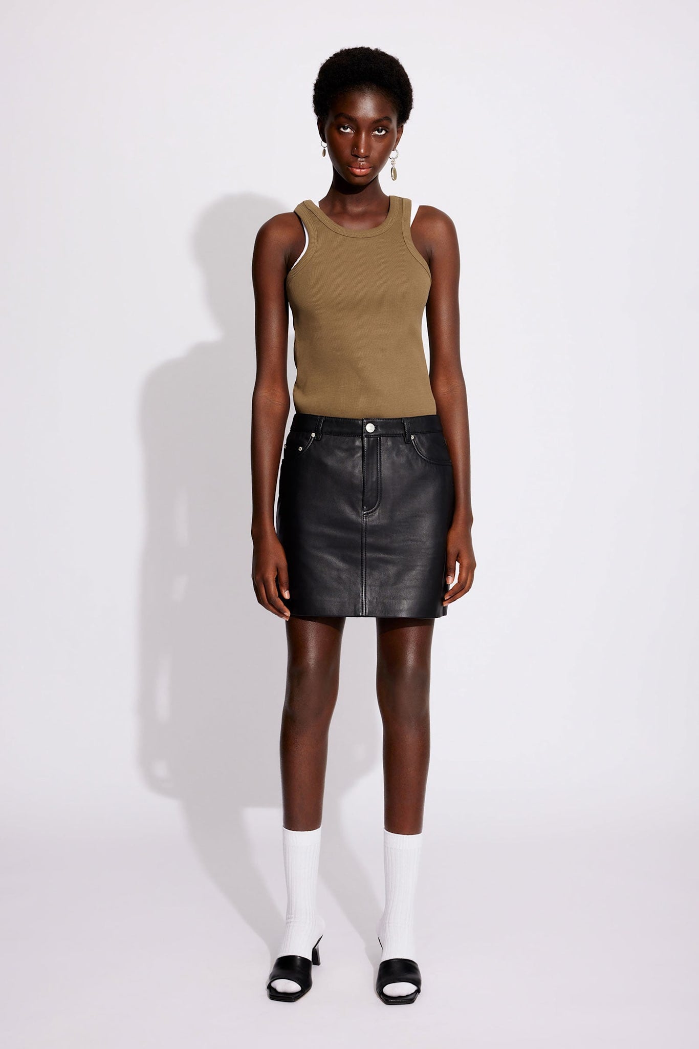 Won Hundred Women Liana leather Skirt Black
