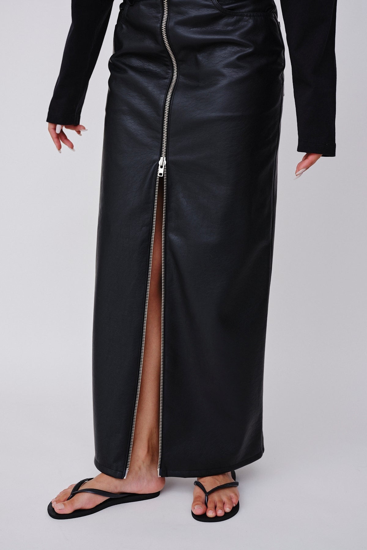 Won Hundred Women Martha Immitated Leather Skirt Black