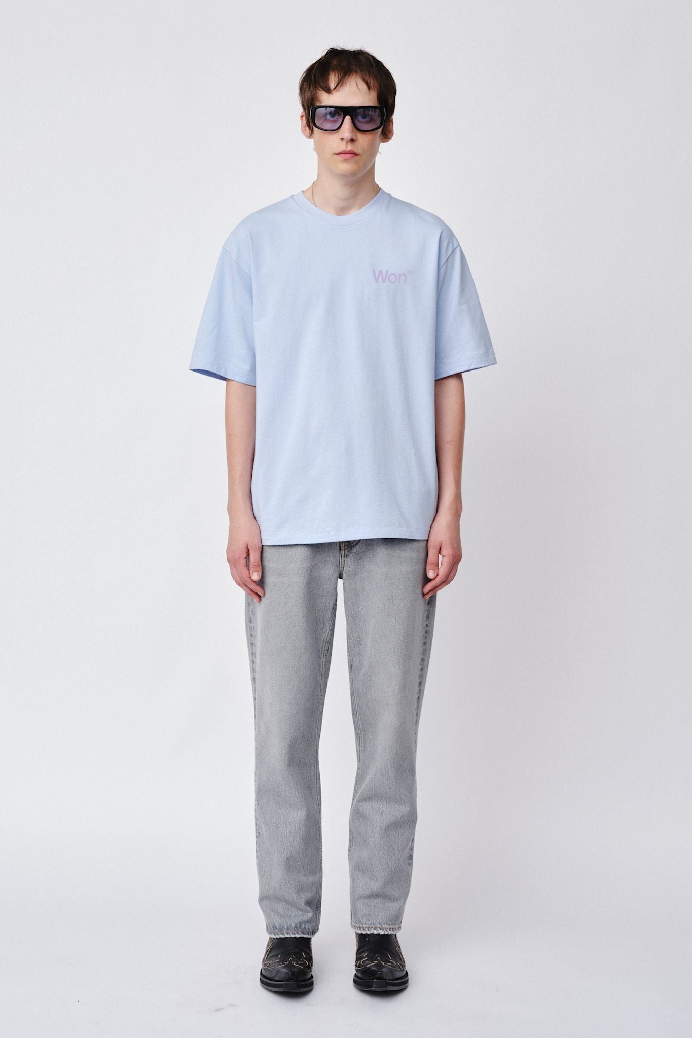 Won Hundred Men The Staff Tee M T-shirt Chambrey Blue