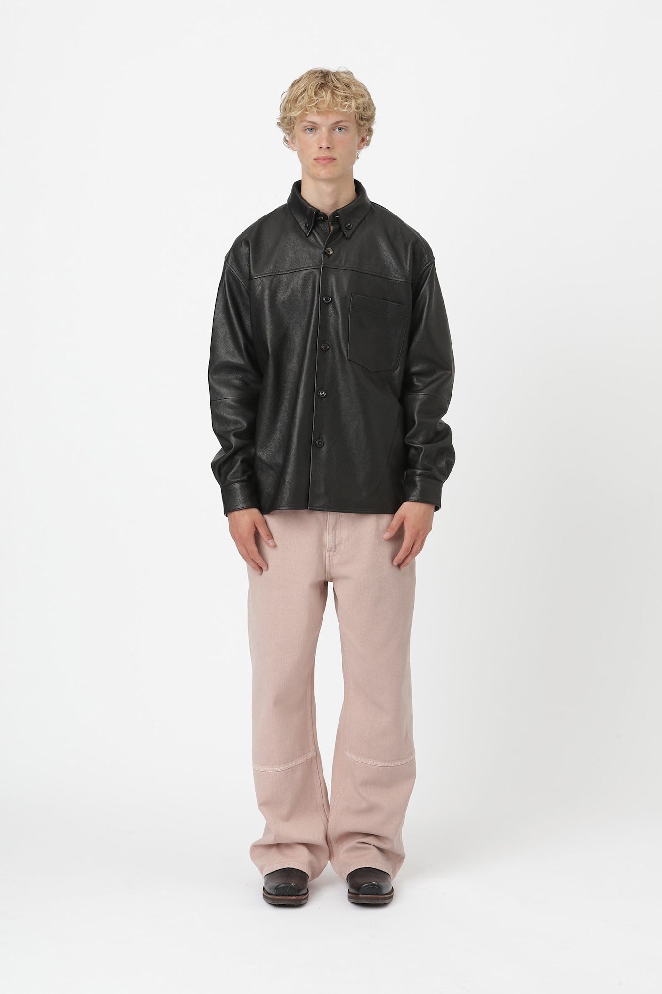 Won Hundred Men Zayne Leather Leather Garment Black