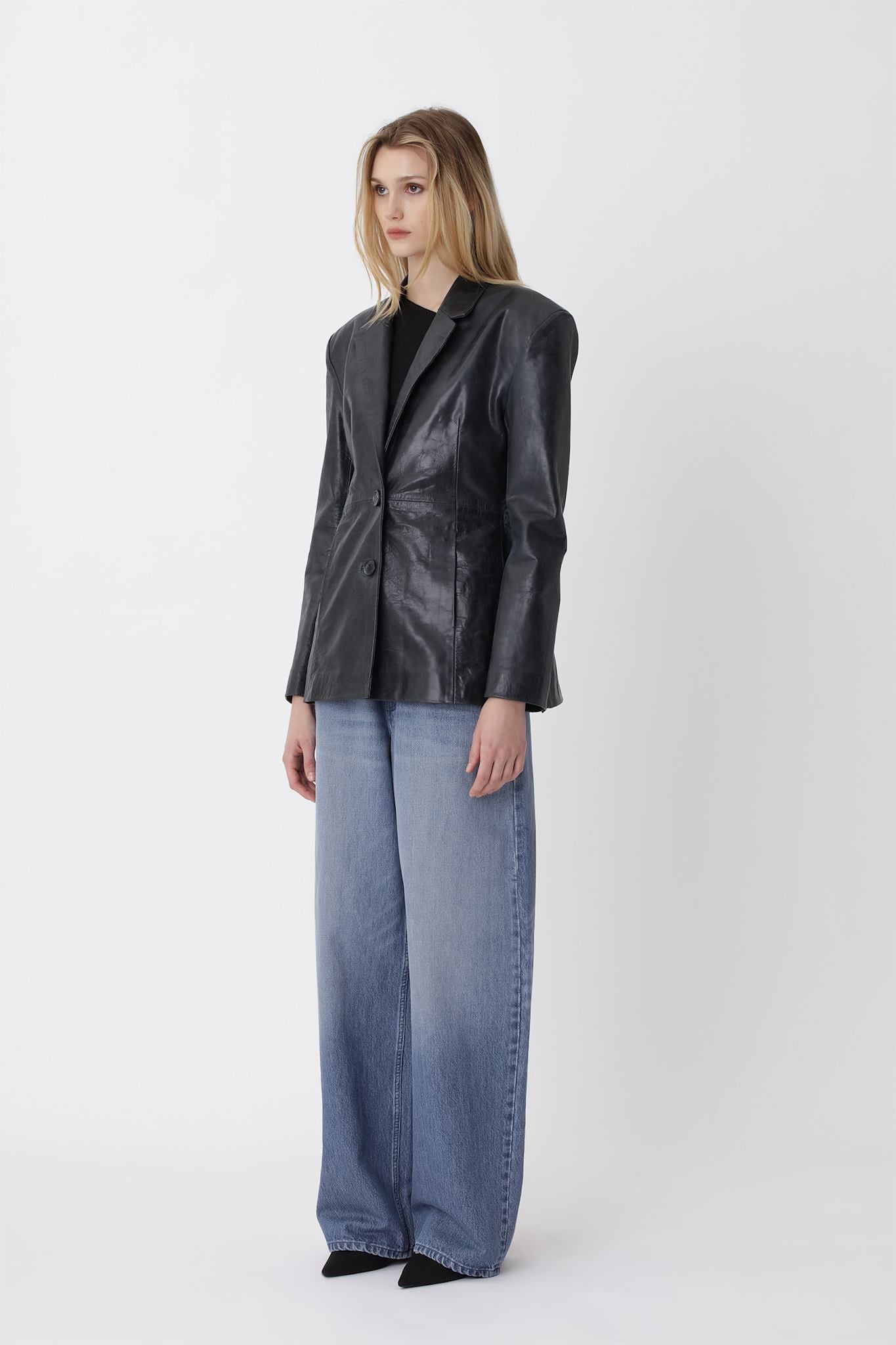 Fina Leather Blazer - Black