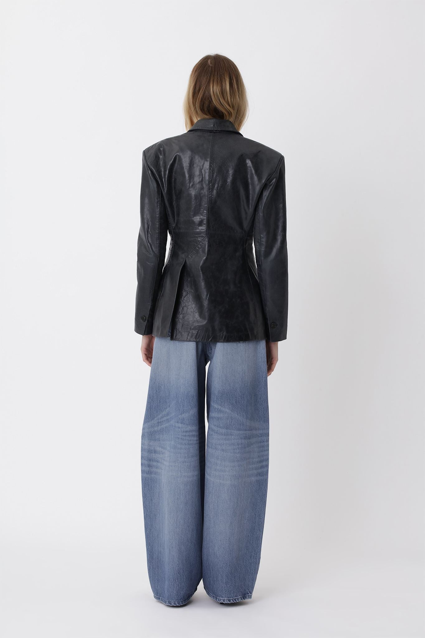 Fina Leather Blazer - Black