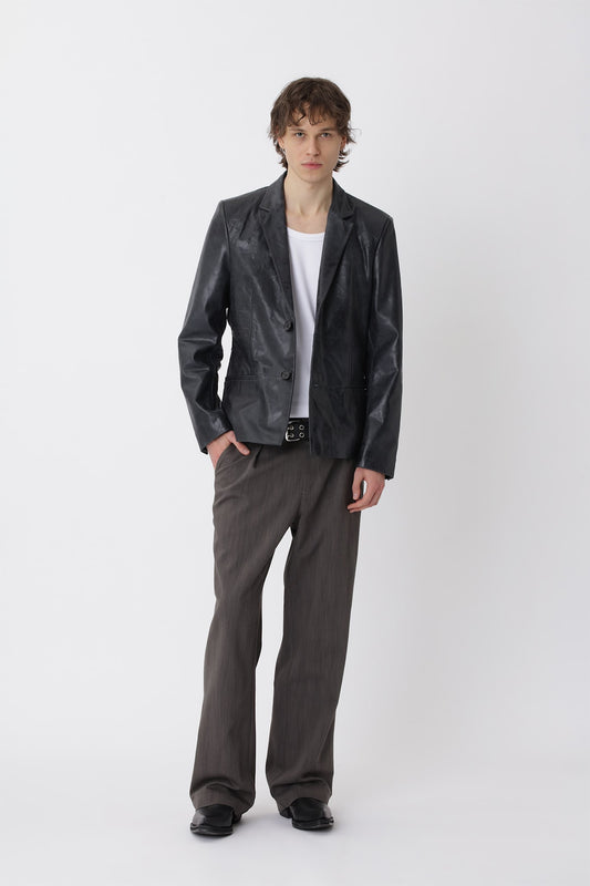 Oliver Leather Blazer - Black