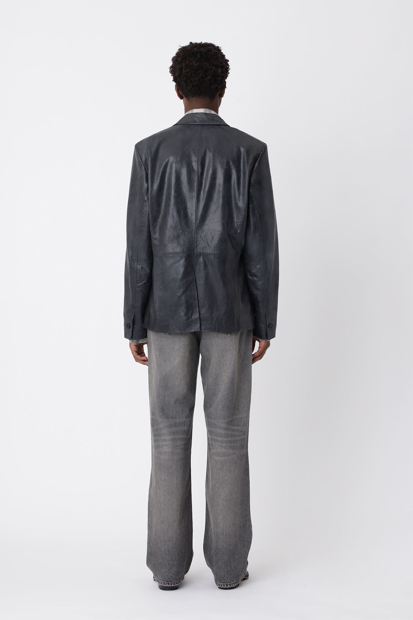 Oliver Leather Blazer - Black