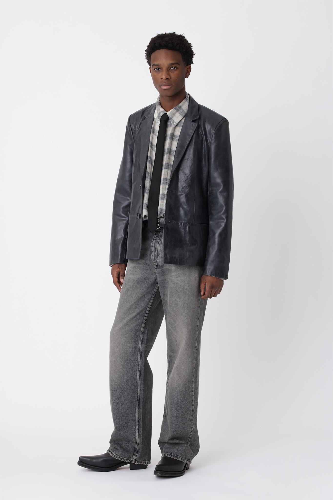 Oliver Leather Blazer - Black