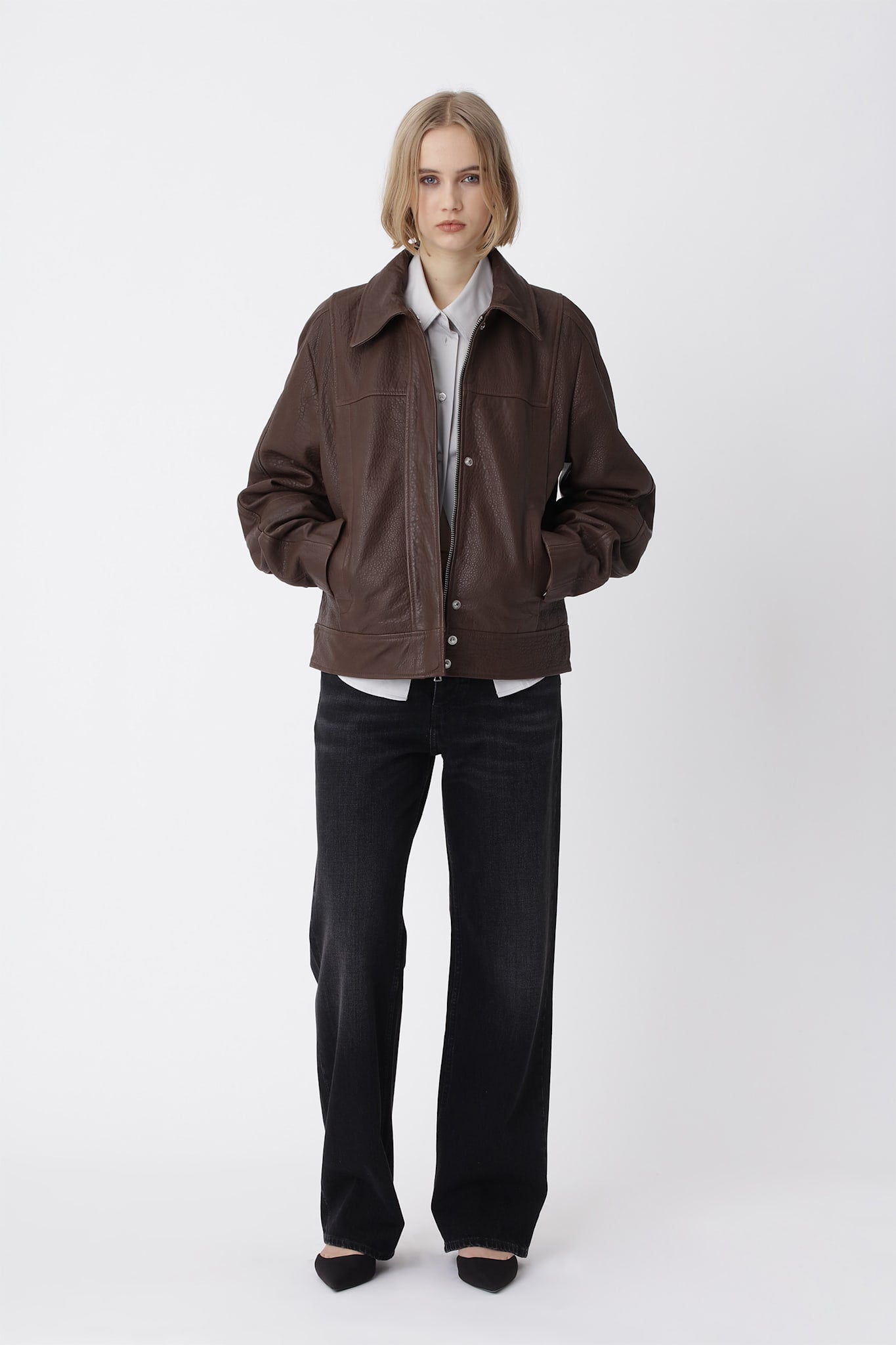 Katie Leather Jacket - Carafe Brown