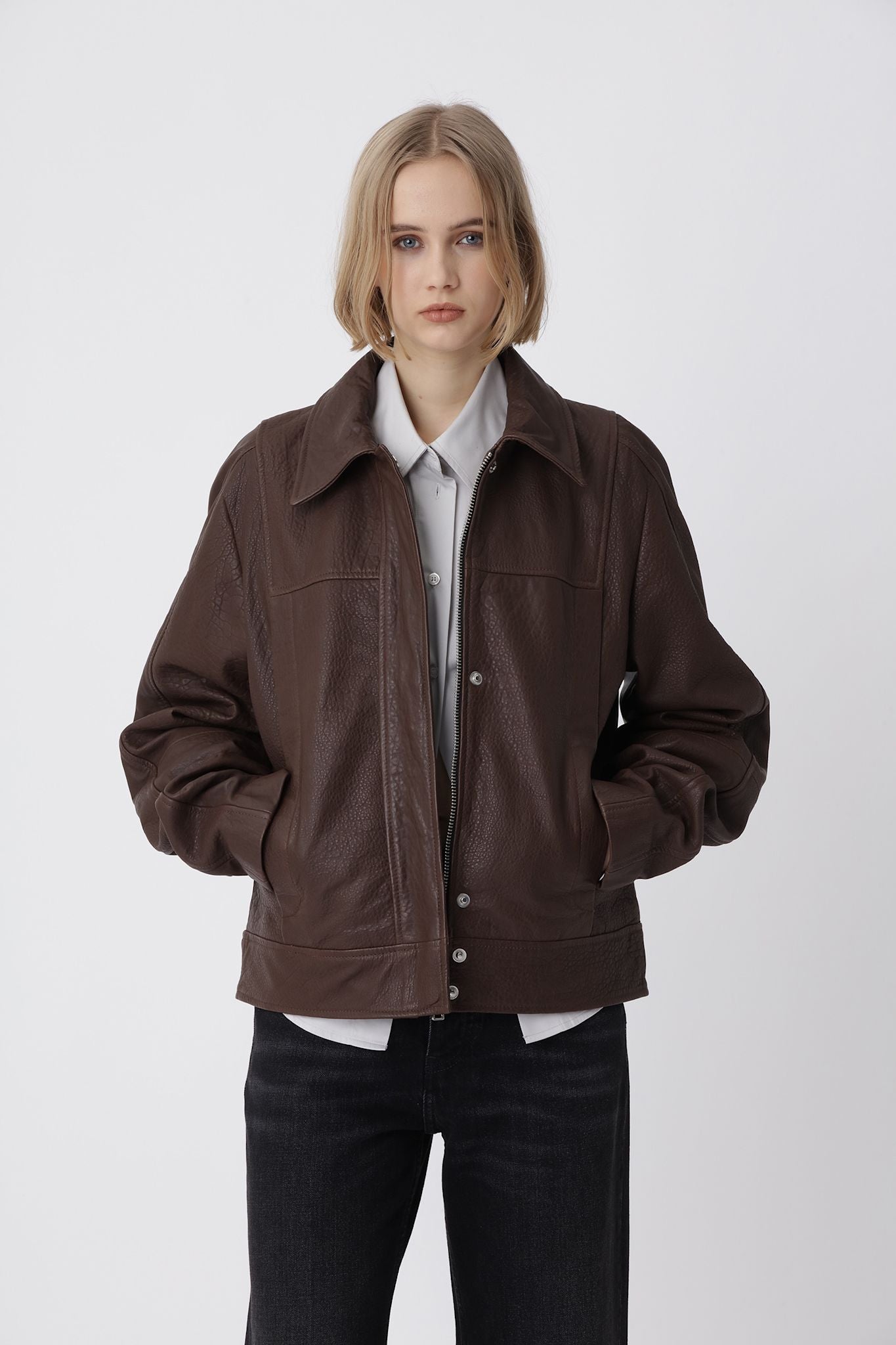 Katie Leather Jacket - Carafe Brown