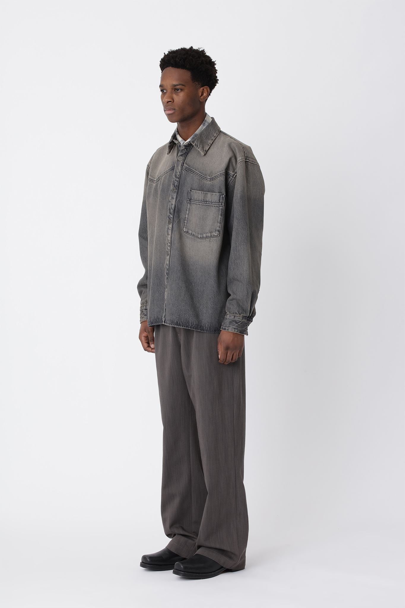 Zayne Denim Shirt - Tintet Grey