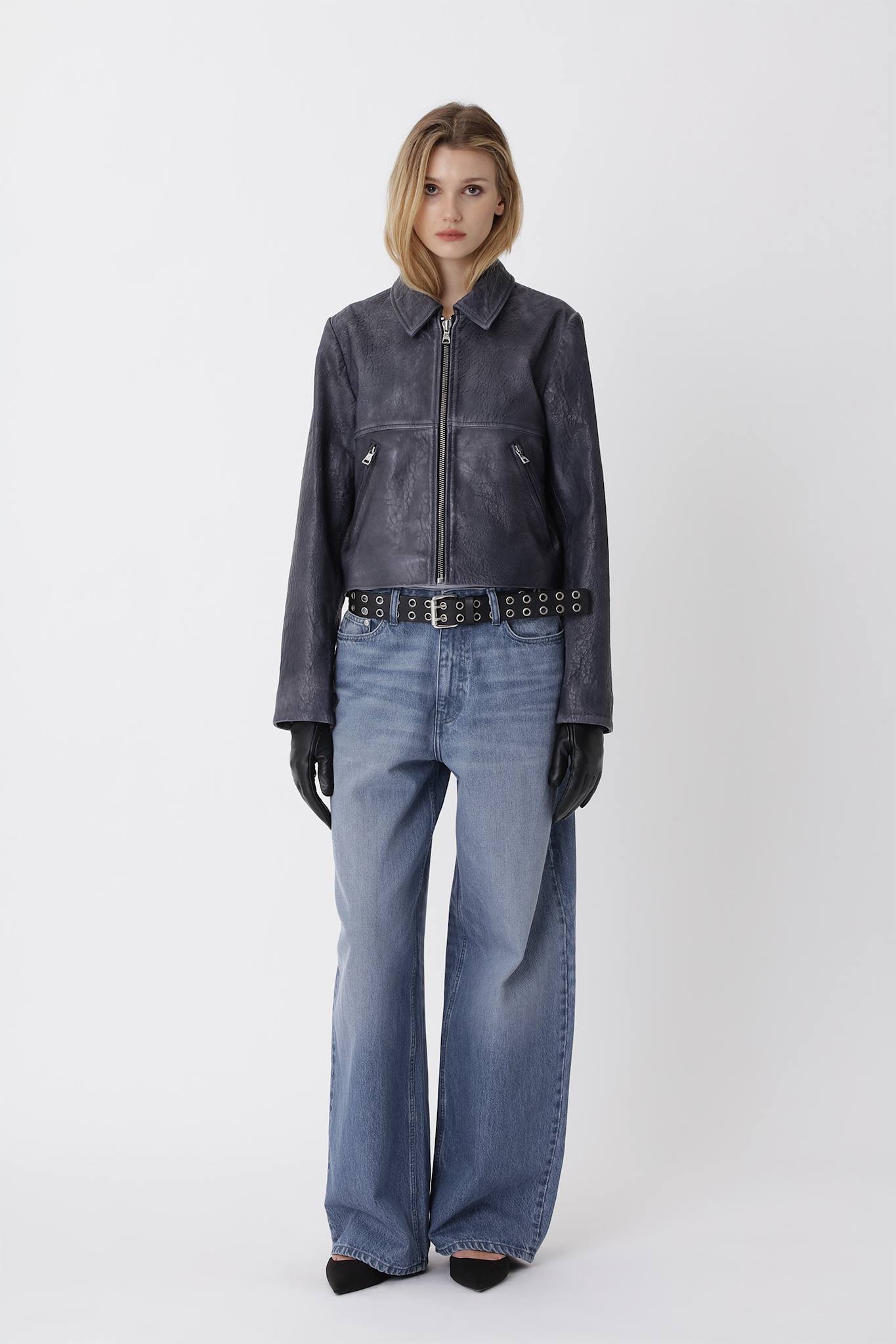 Dalia Leather Jacket - Licorice COMB.