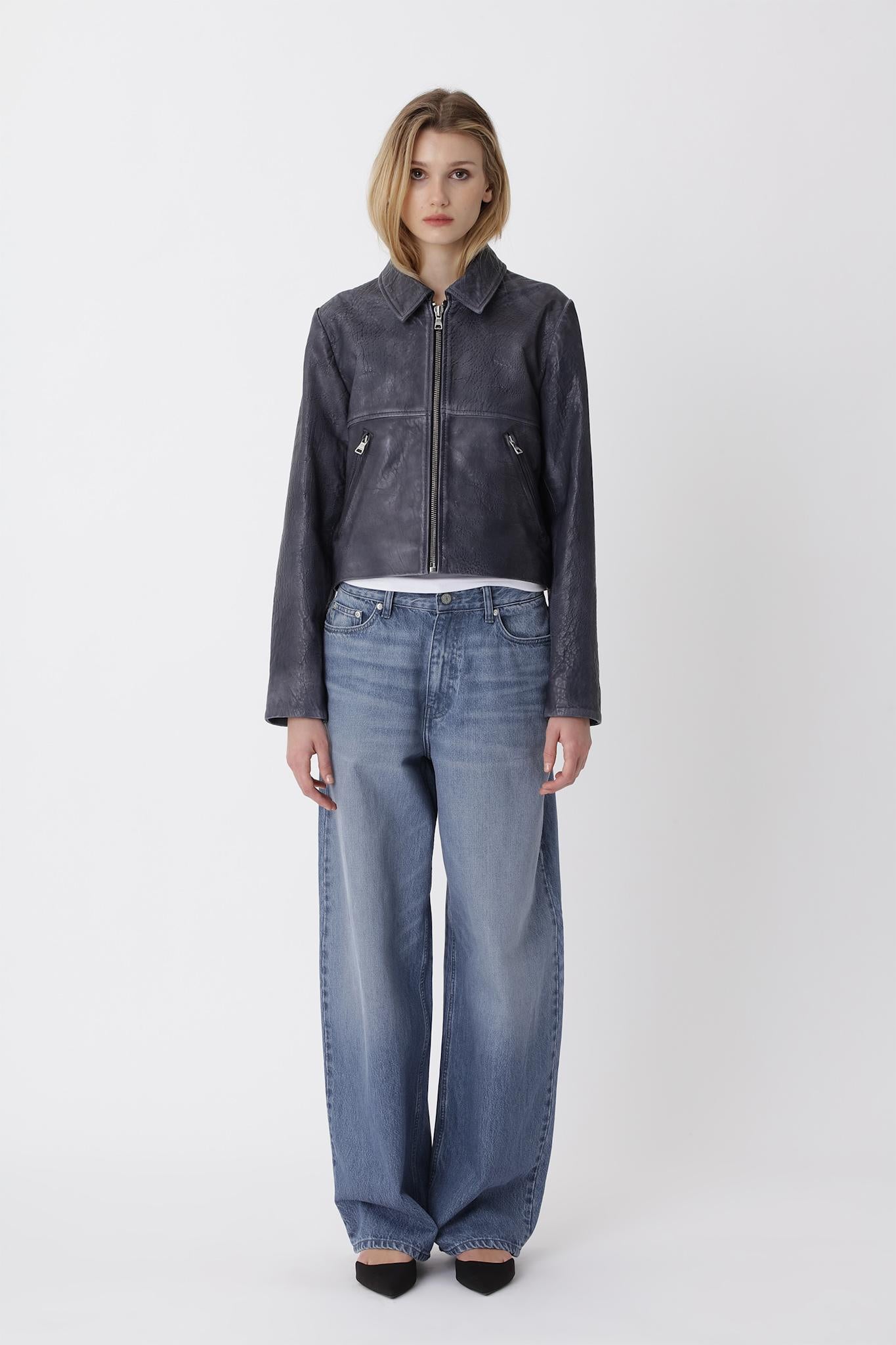 Dalia Leather Jacket - Licorice COMB.