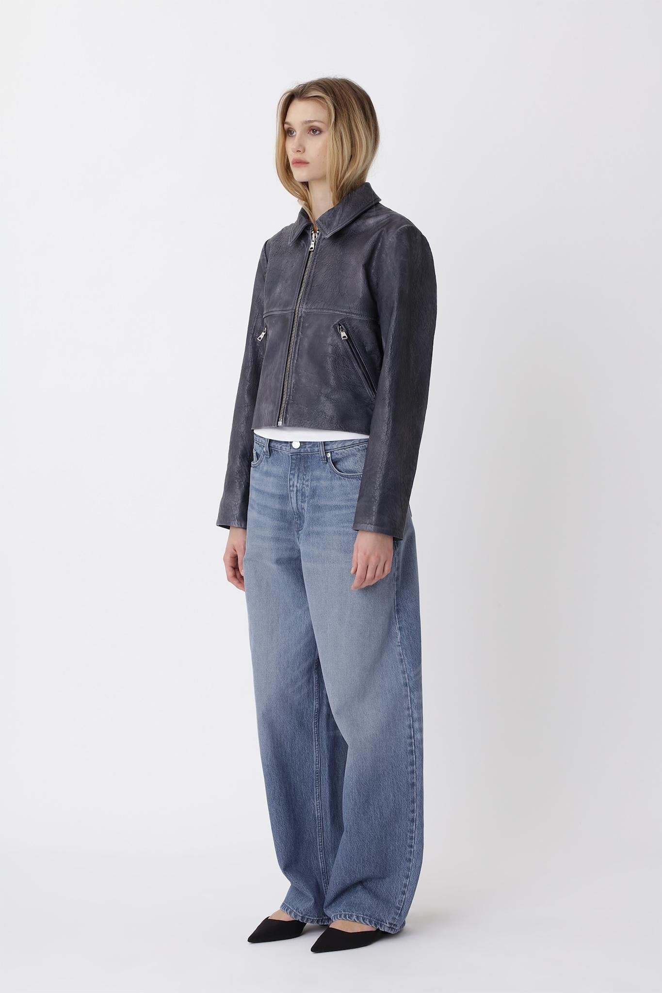 Dalia Leather Jacket - Licorice COMB.