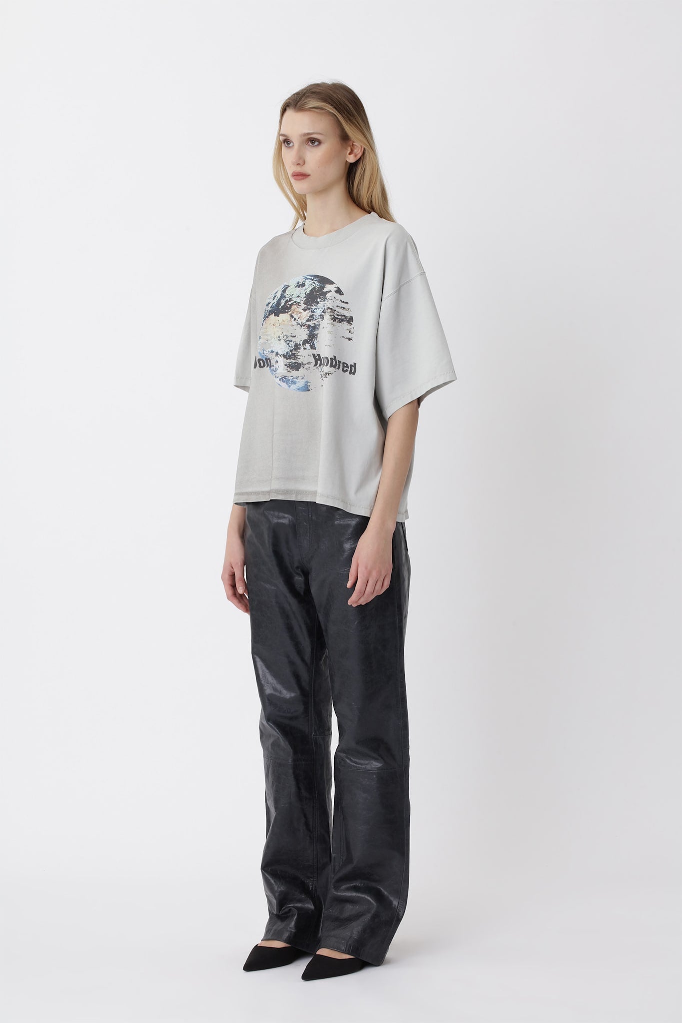 Houston Globe T-shirt W - Washed Gray Violet