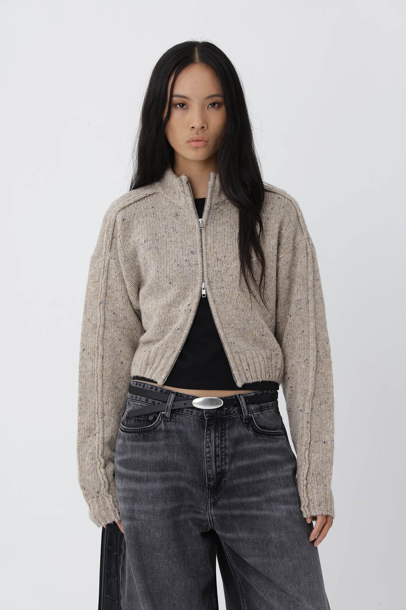 Alea Zip Knit Cardigan - Plaza Taupe