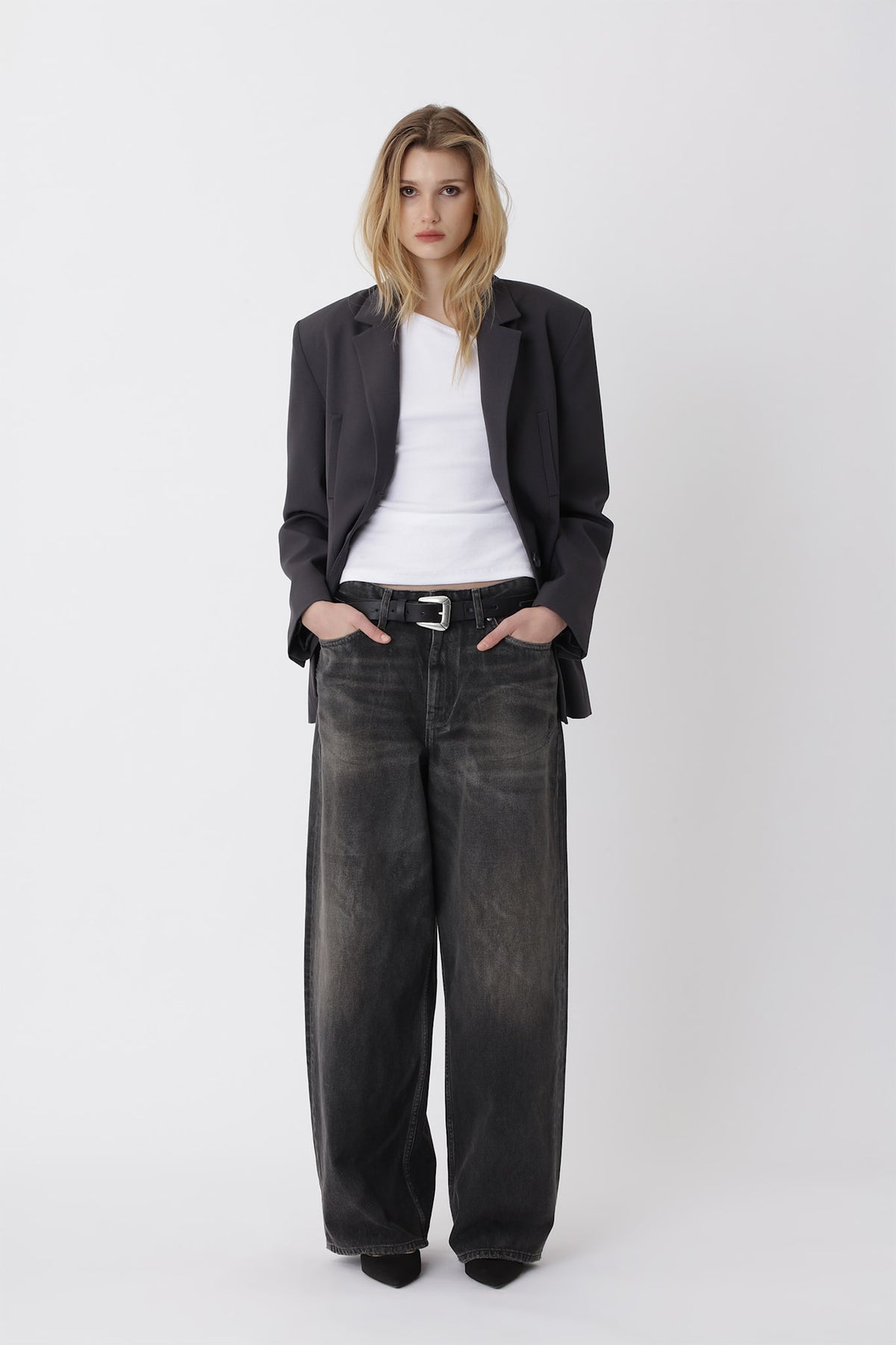 Lyon Coated 80s Zwarte Jeans W