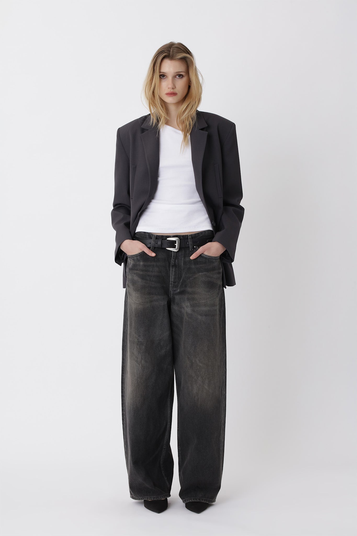 Lyon Coated 80s Black Jeans W