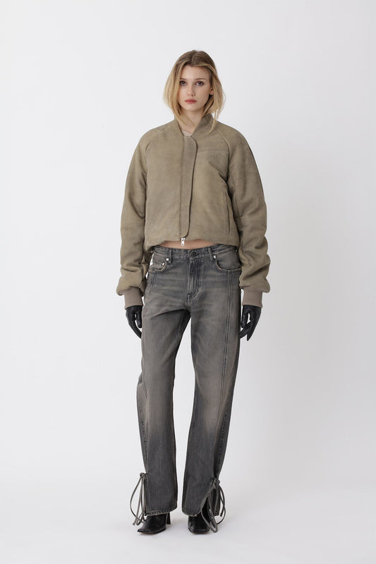 Ola leather Bomber jacket - Roasted Cashew