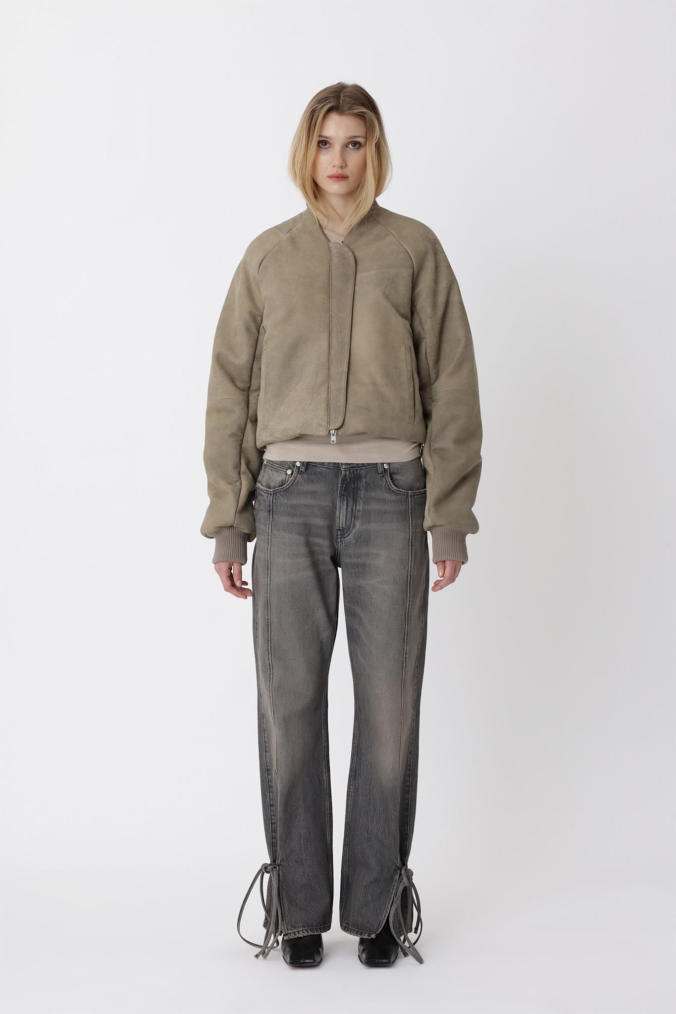 Ola leather Bomber jacket - Roasted Cashew