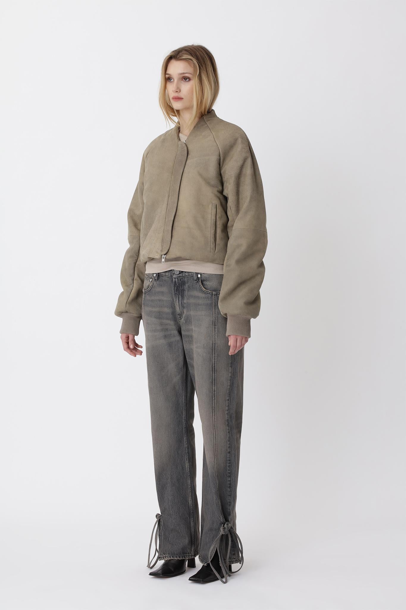 Ola leather Bomber jacket - Roasted Cashew