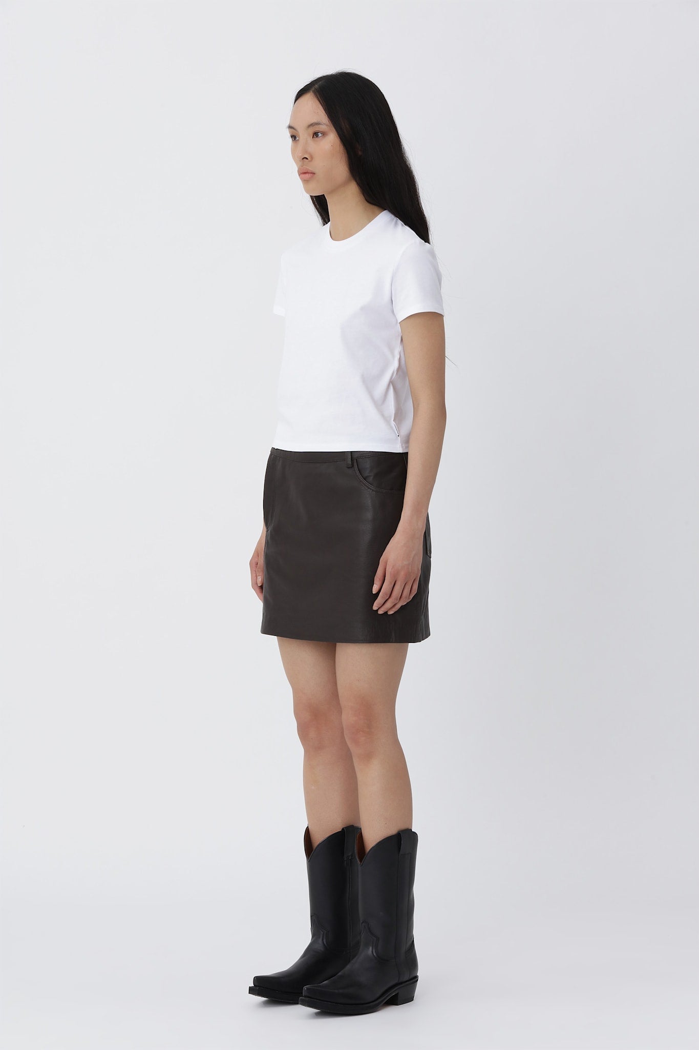 Sia Leather Skirt - Deep Brown