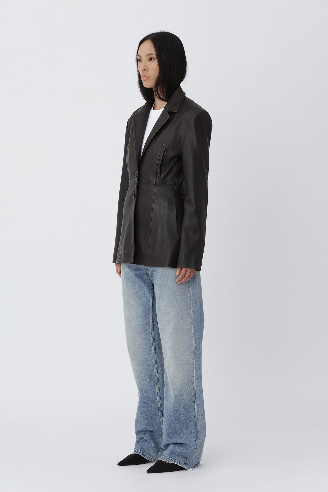 Silva Leather Blazer - Deep Brown