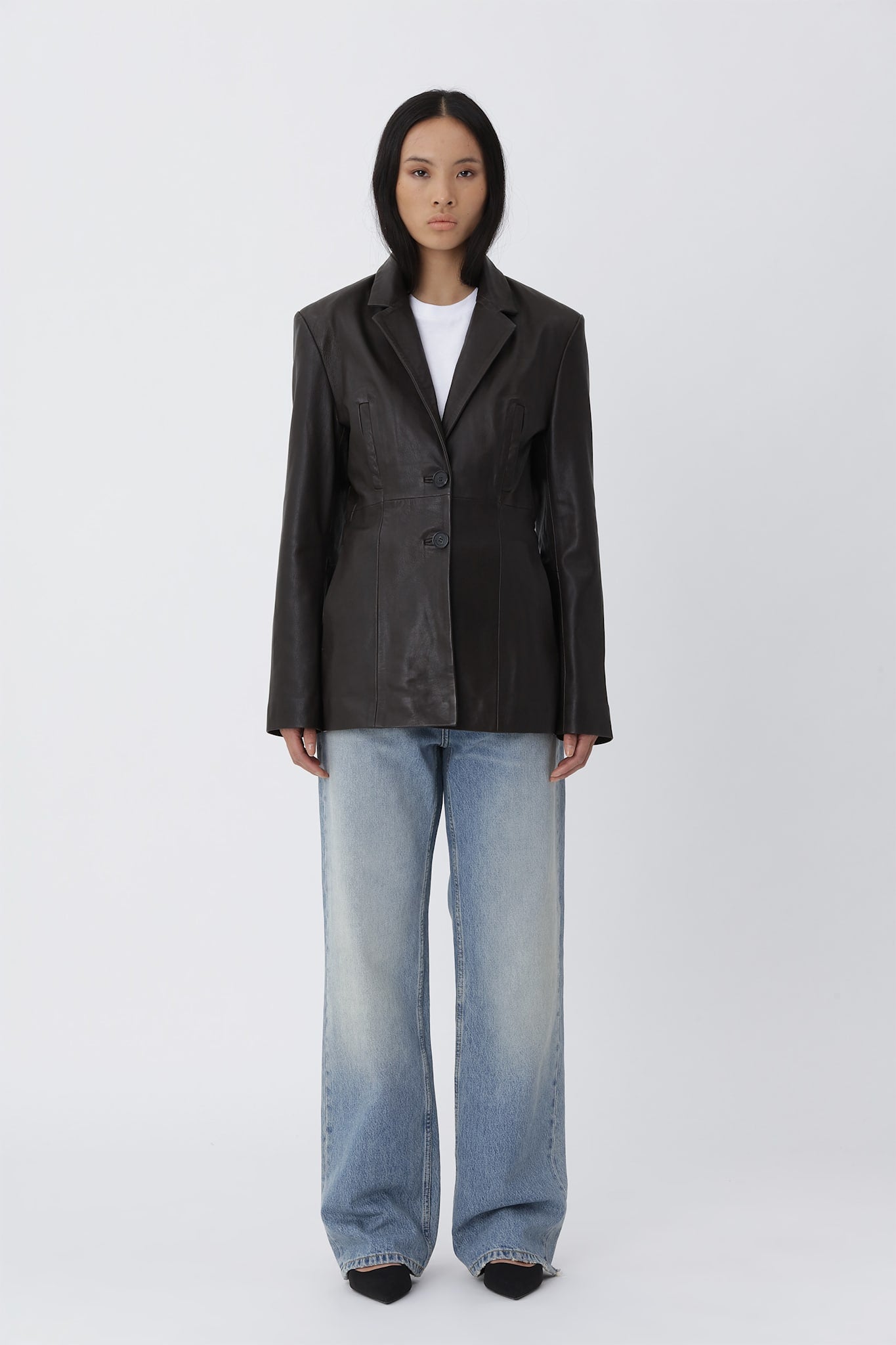 Silva Leather Blazer - Deep Brown