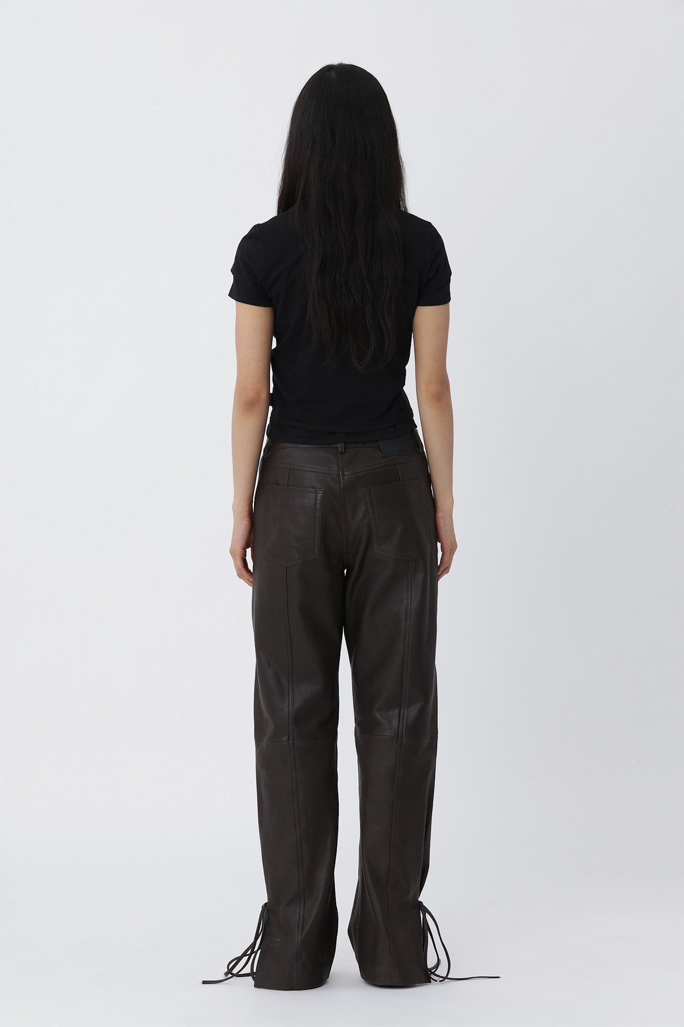 Bella String Leather Pants - Deep Brown