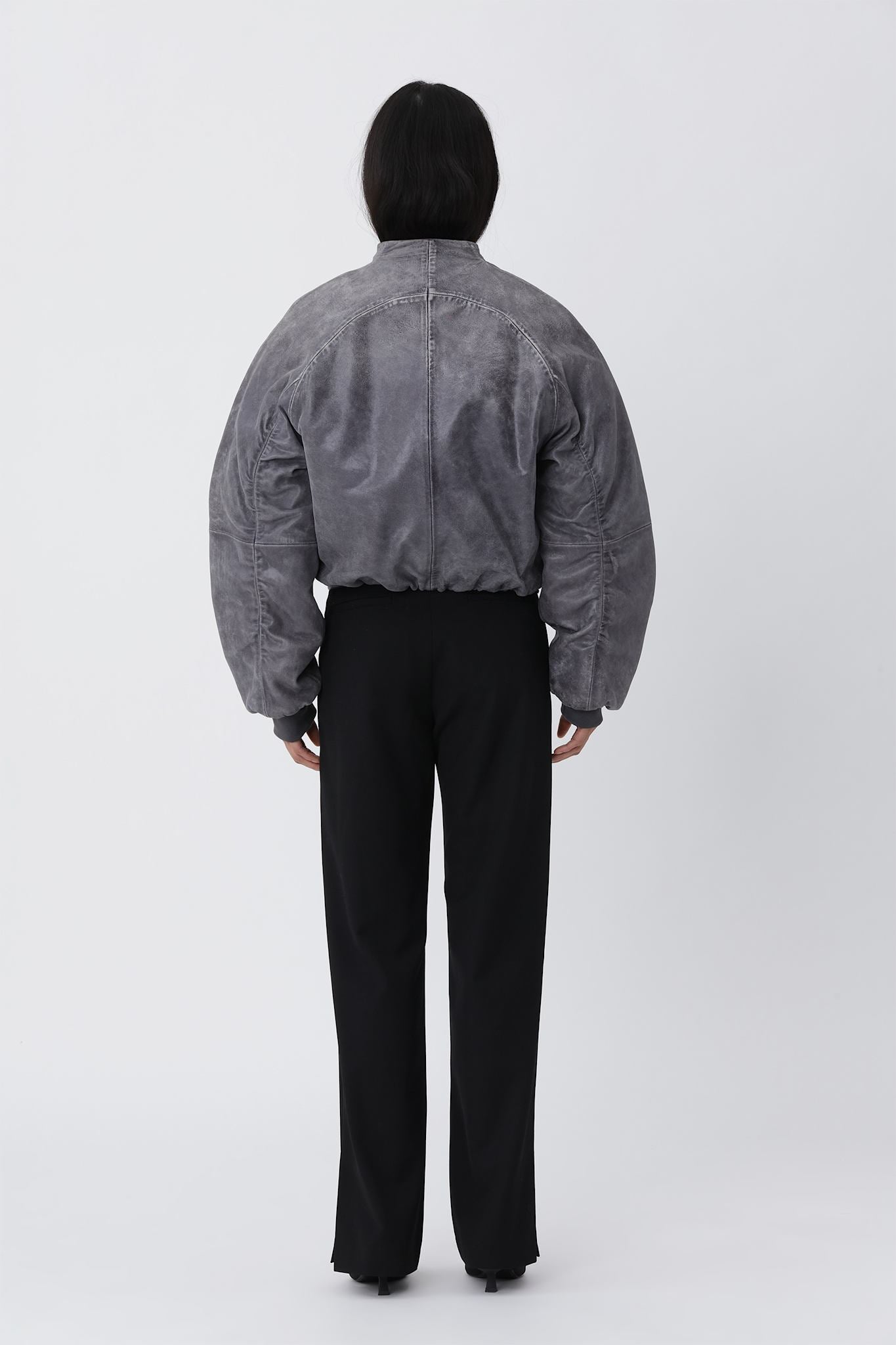 Ola leather Bomber jacket - Smoky Pearl GREY