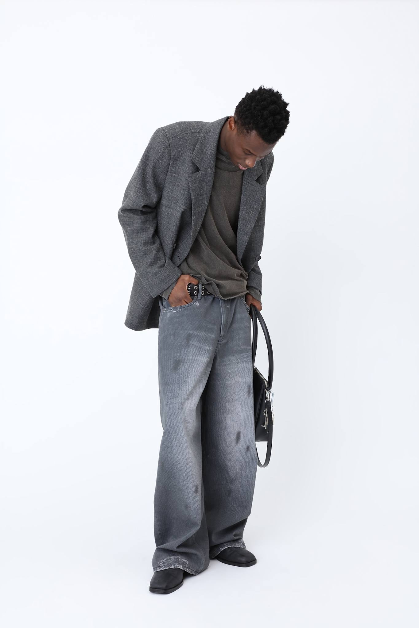 Lyon Black Printed Denim Jeans M