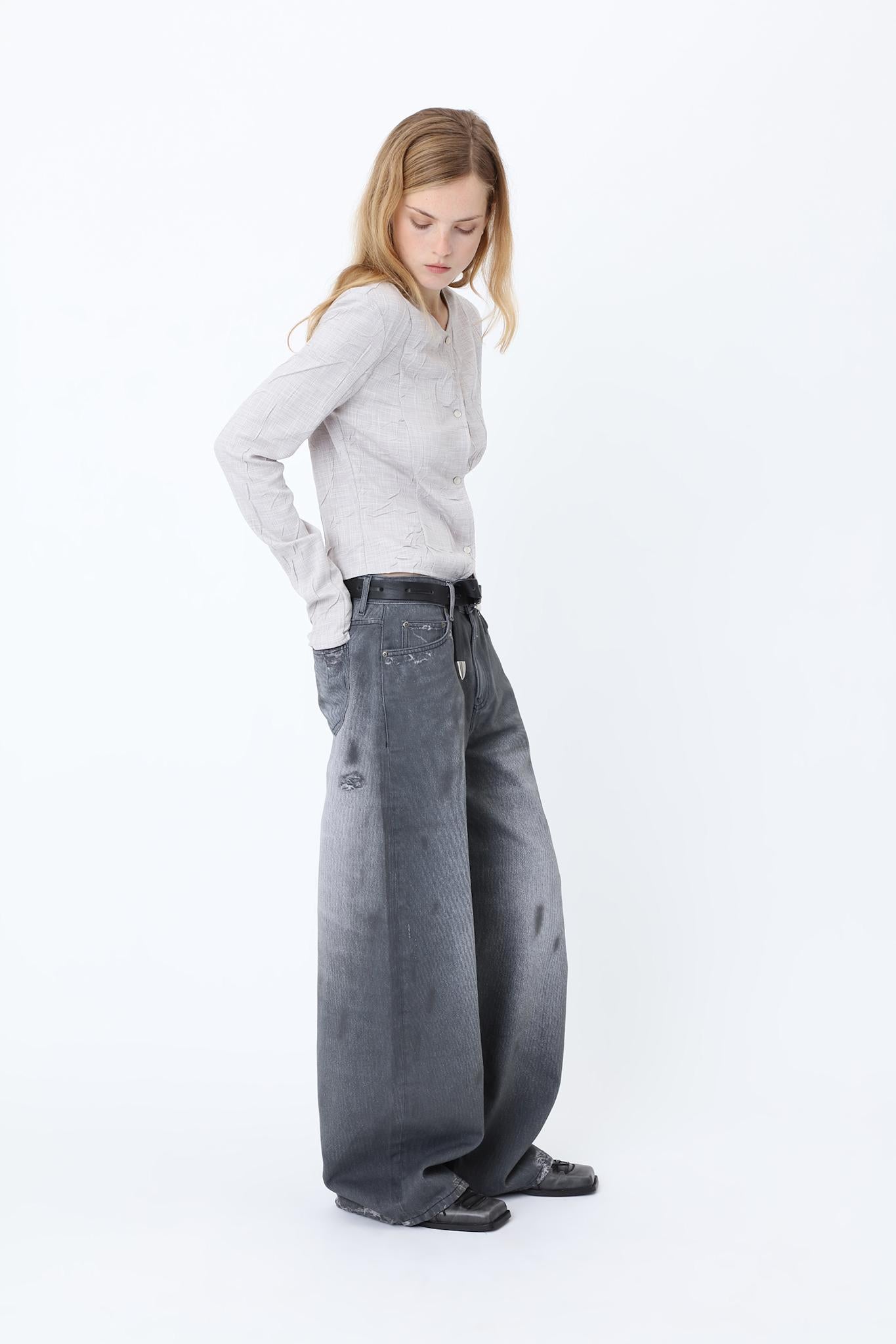 Lyon Black Printed Denim Jeans W