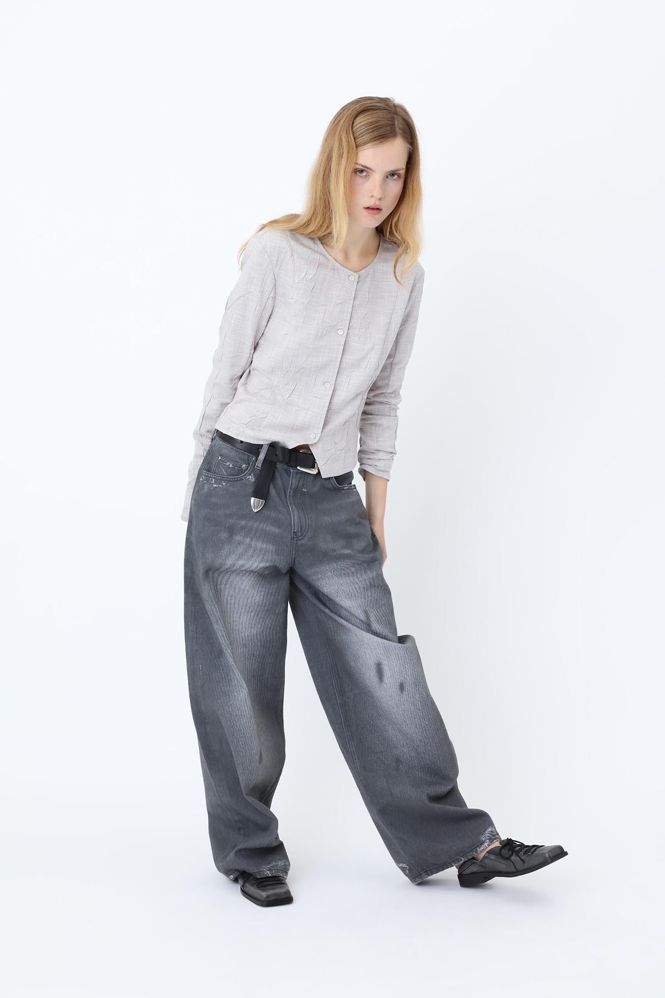 Lyon Black Printed Denim Jeans W