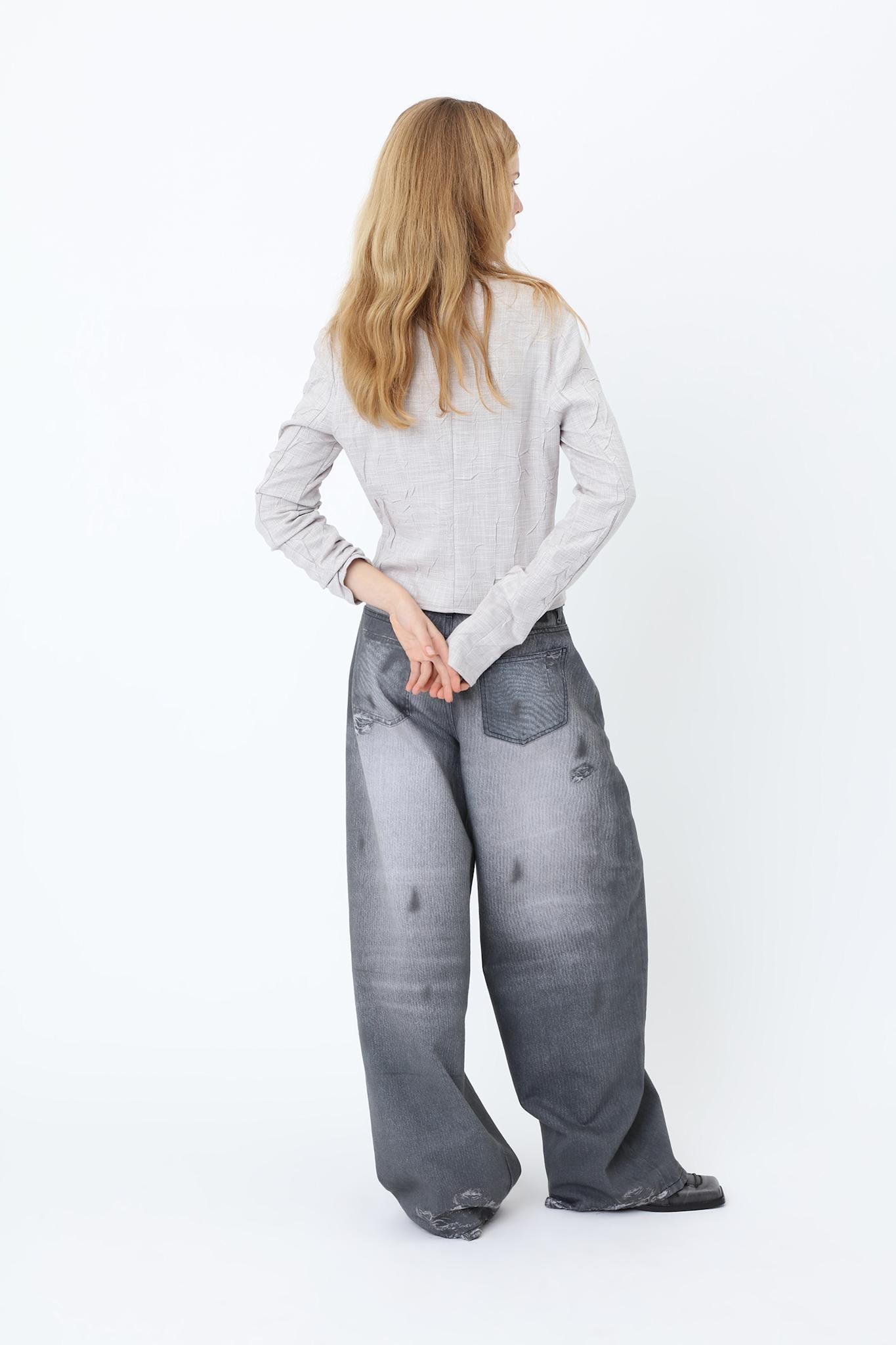 Lyon Black Printed Denim Jeans W