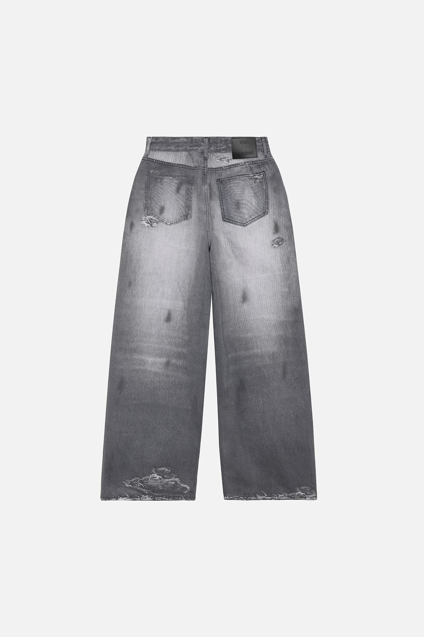 Lyon Black Printed Denim Jeans W