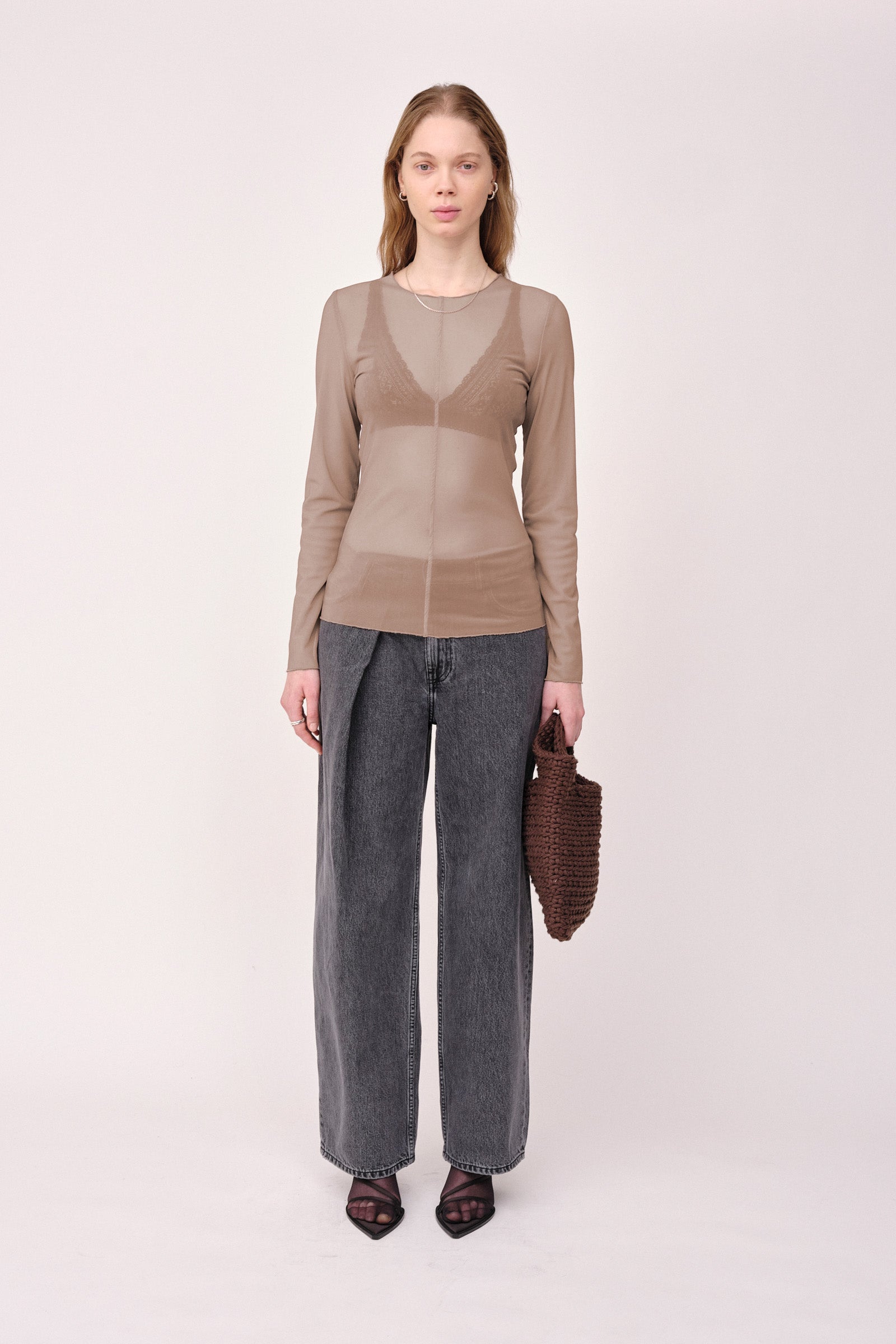 Won Hundred Women Alba Cut Top Taupe Gray