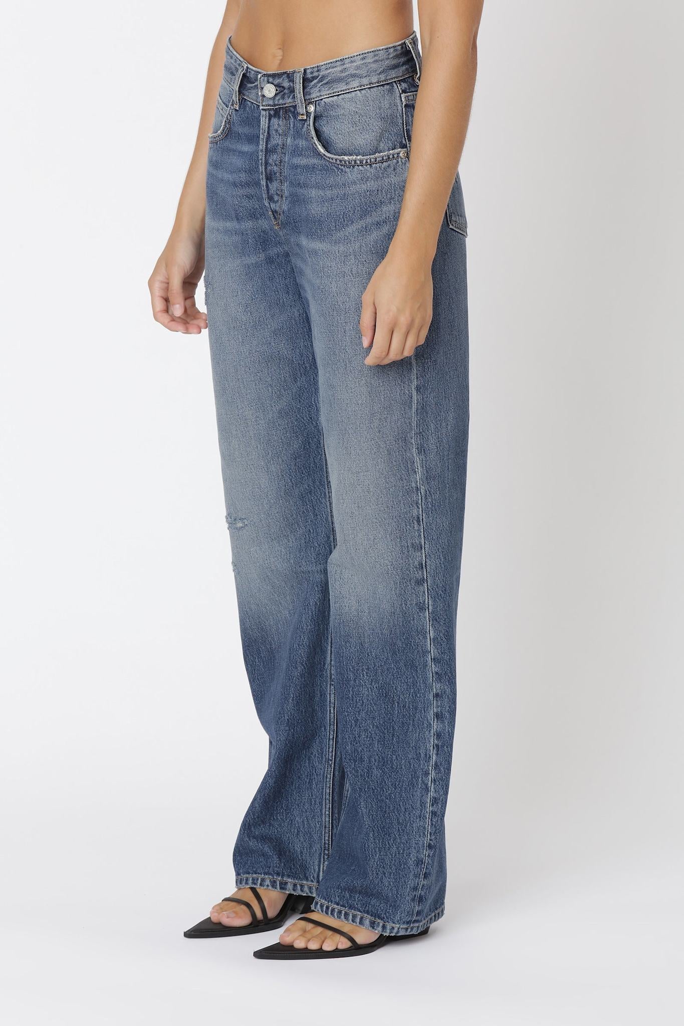 Won Hundred Women Baggy Co-Blue 5-Pockets Co-Blue