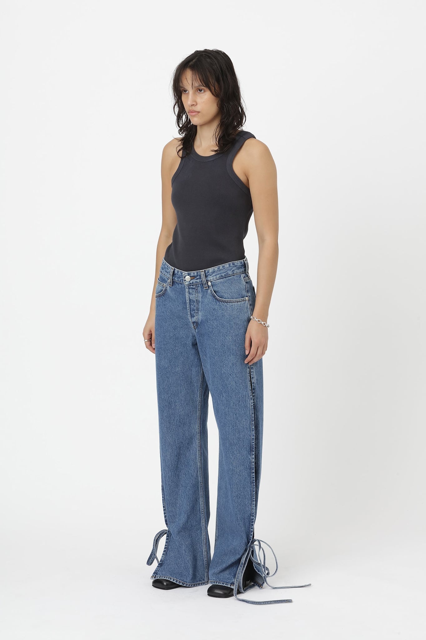Won Hundred Women Baggy String Jeans Mable Blue