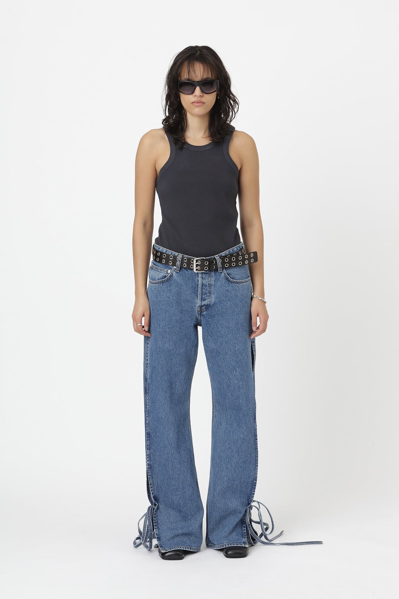 Won Hundred Women Baggy String Jeans Mable Blue