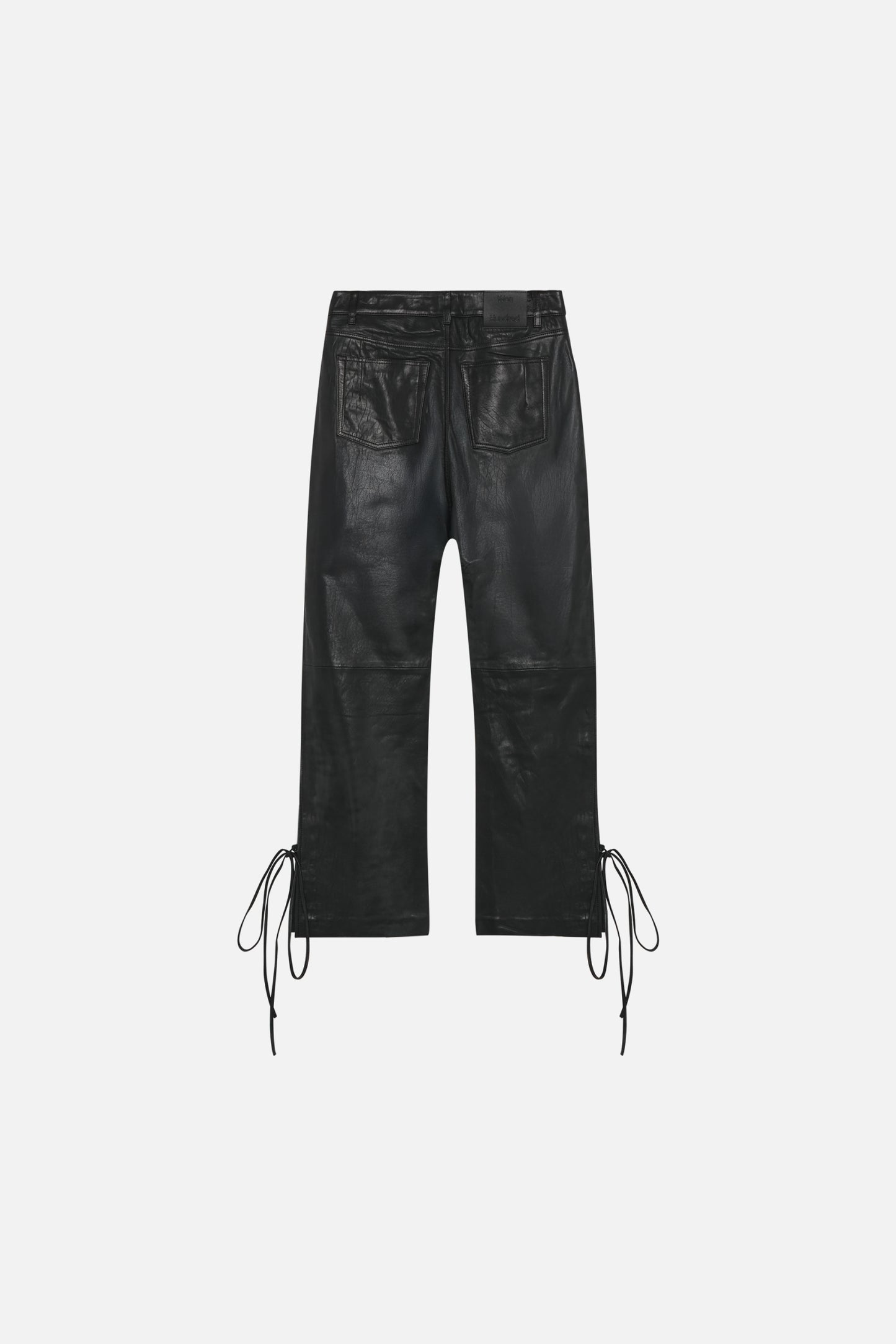 Baggy String Leather Trousers - Black