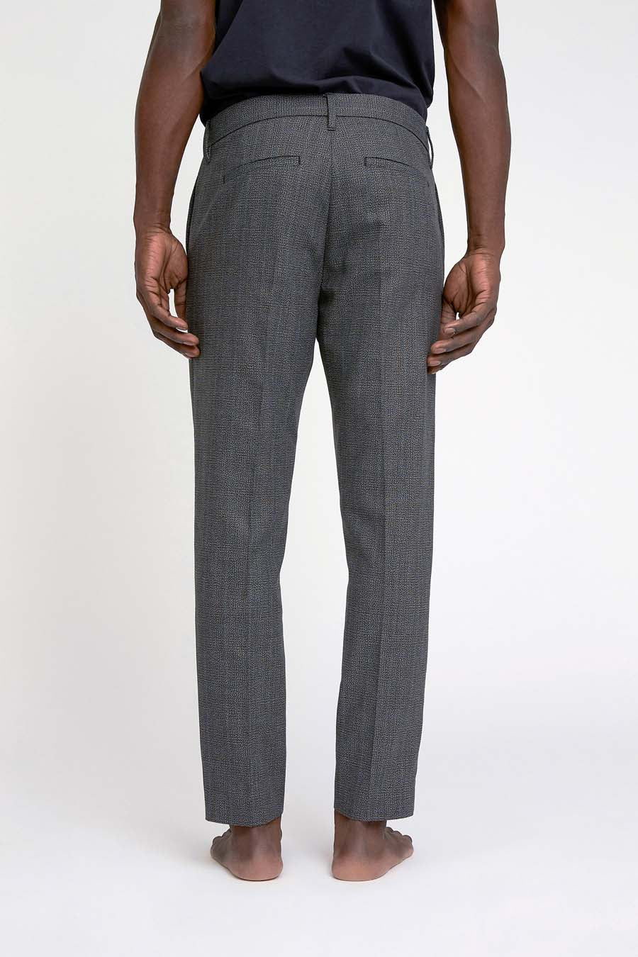 Won Hundred Men Ben Suit Trousers Black Grey Melange