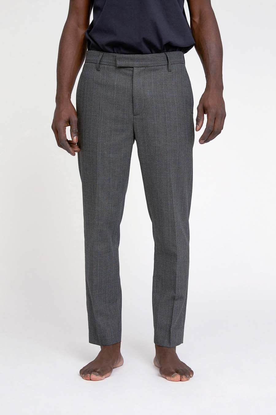 Won Hundred Men Ben Suit Trousers Black Grey Melange