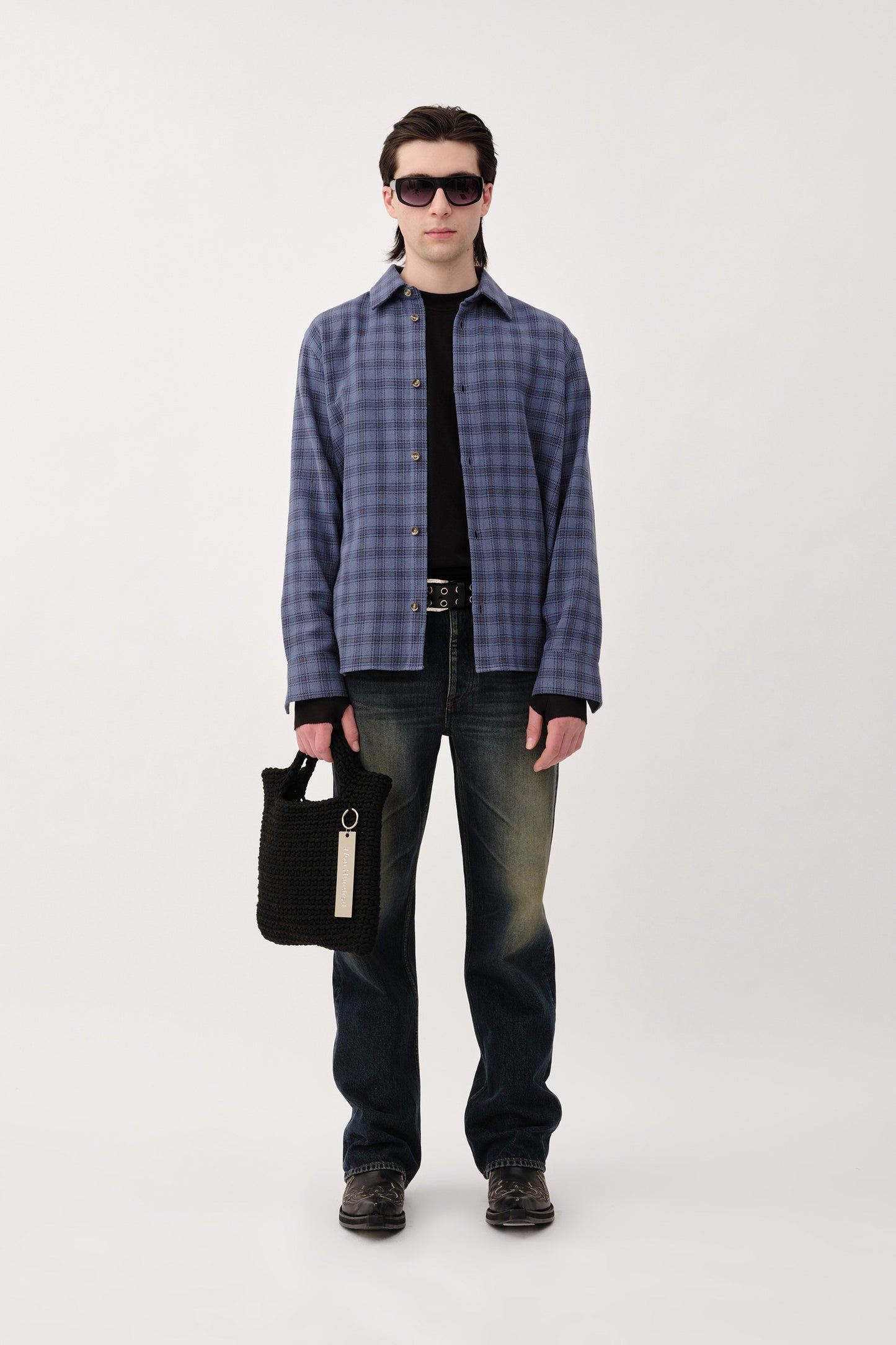 Won Hundred Men Blake NP Check Shirt Blue check