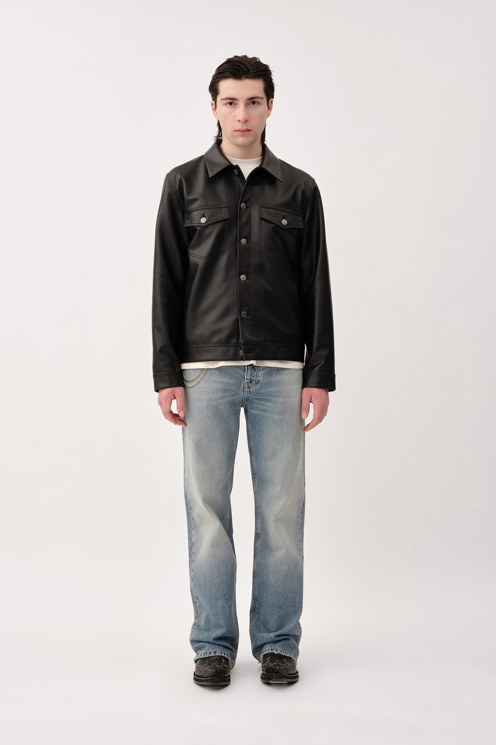 Won Hundred Men Clayton Leather Leather Garment Black