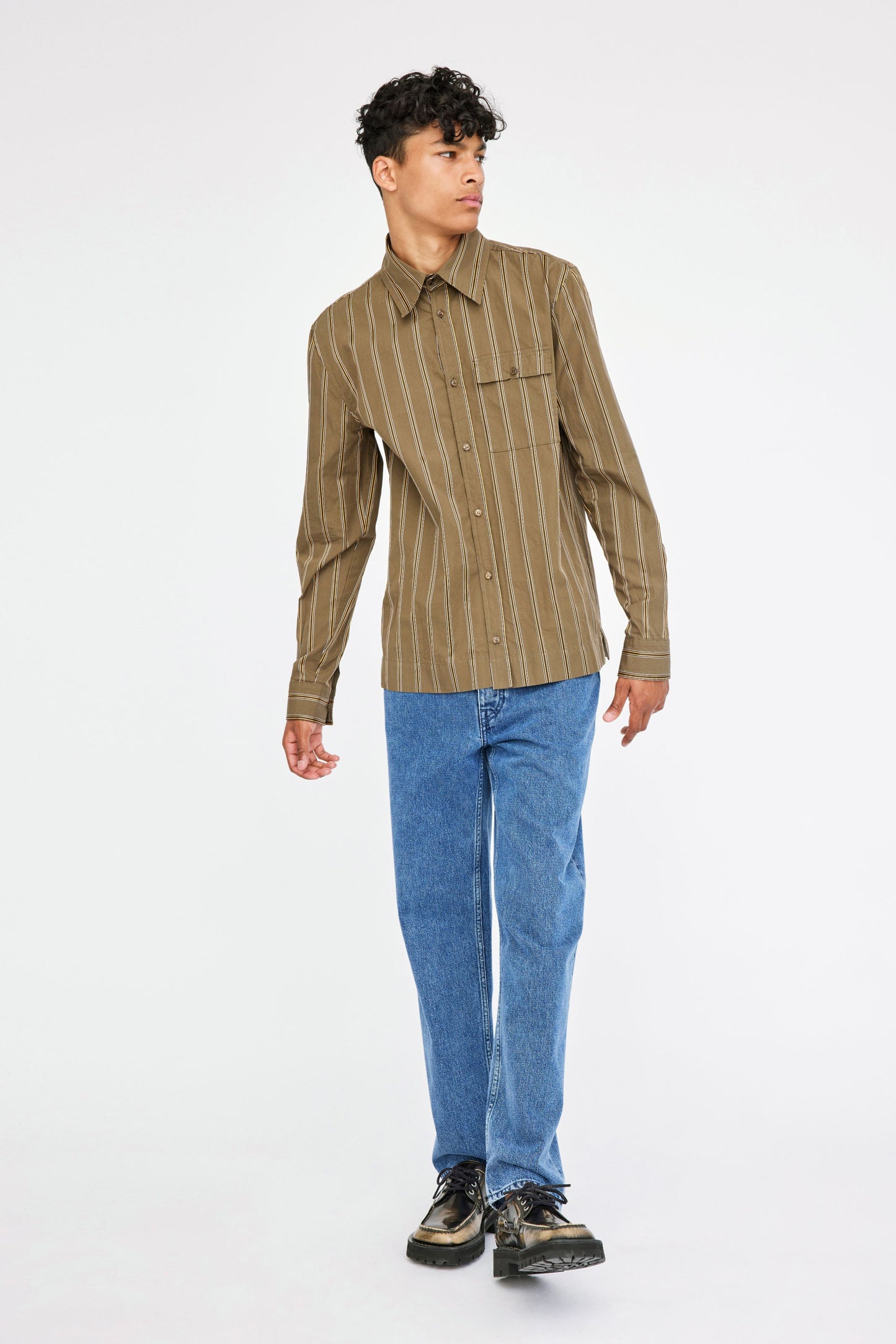 Won Hundred Men Cody Shirt Shirt Brown Stripe